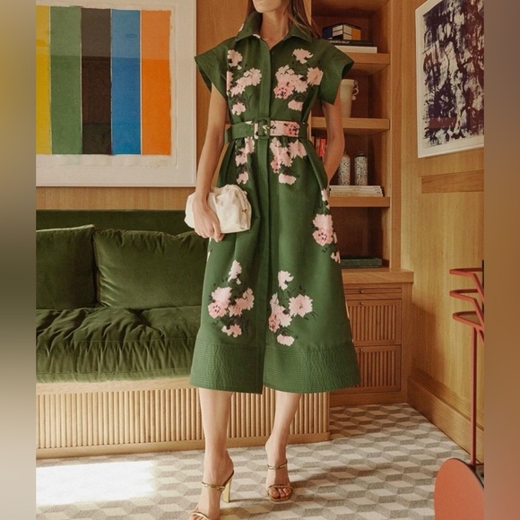 Tuckernuck Olive and Pressed Powder Floral Chloe Dress - Picture 4 of 4